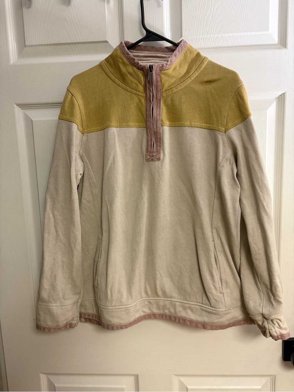 Fat Face the airlie Yellow and Pink Striped Collar Zip Pullover 10